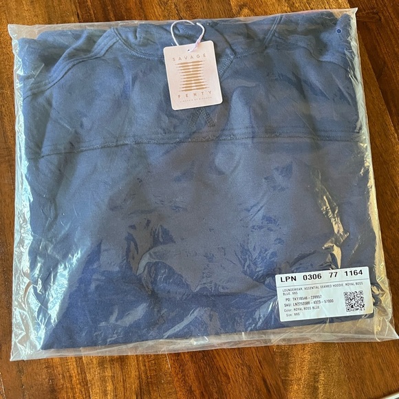 Savage X Fenty Royal Boss Blue Longsleeve Oversized Xssential Drawstring Hoodie - Picture 7 of 14